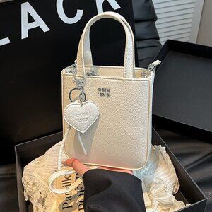 Chic Structured Mini Vertical Tote with Heart Charm